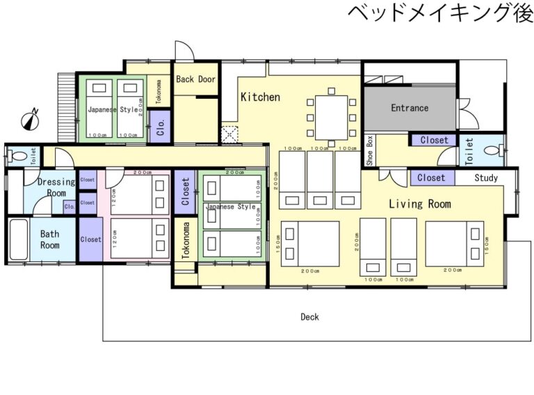 伊豆稲取テラス 間取図（お布団を敷いた状態） 間取図（お布団を敷いた状態）